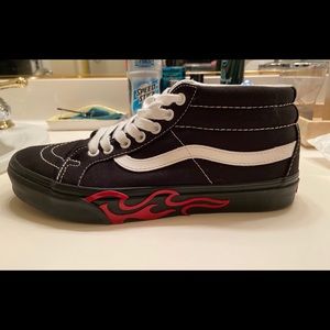 Flame Cut Black Mid Top Vans